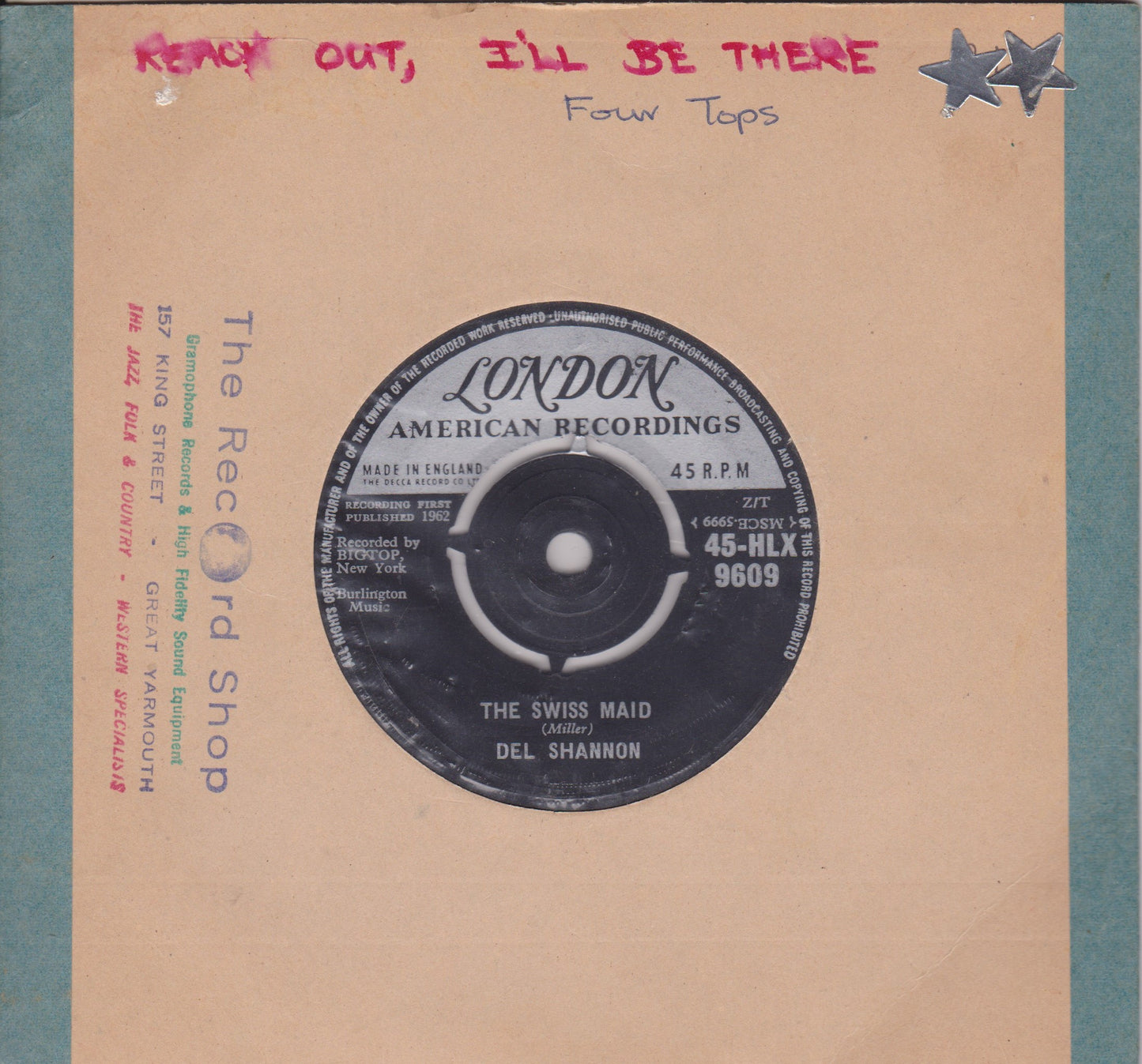 Del Shannon - The Swiss Maid (London 1962) 7" vinyl single VG/-