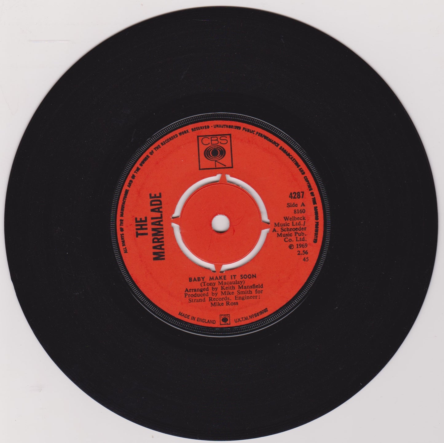 The Marmalade – Baby Make It Soon (CBS 1969) 7" vinyl single VG/VG