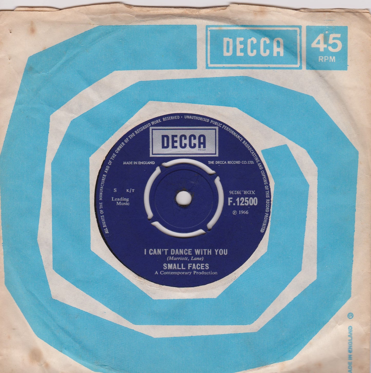 Small Faces – My Mind's Eye (Decca 1966) 7" vinyl single VG/VG