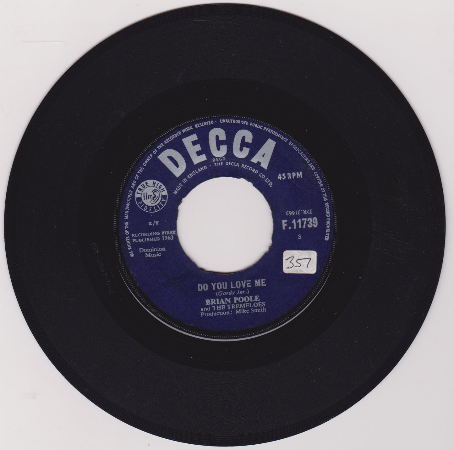 Brian Poole & The Tremeloes – Do You Love Me (Decca 1963) 7" vinyl single VG/- jukebox