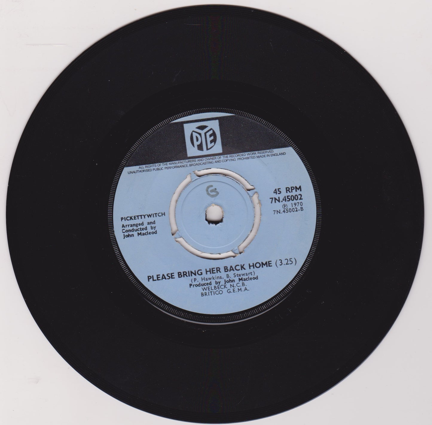 Pickettywitch – Baby I Won't Let You Down (Pye 1970) 7" vinyl single G/-