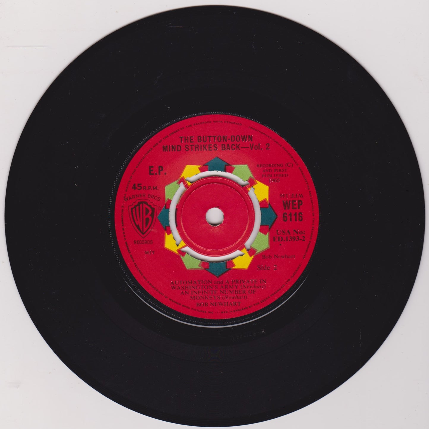 Bob Newhart – The Button Down Mind Strikes Back – Vol. 2 (WB 1963) 7" vinyl P/S EP VG/VG