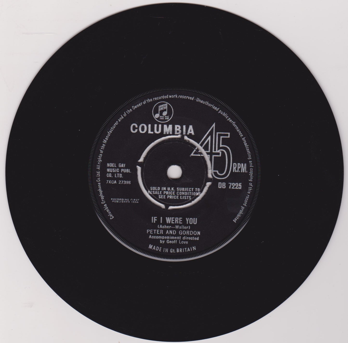 Peter And Gordon – A World Without Love (Columbia 1964) 7" vinyl single VG/G+