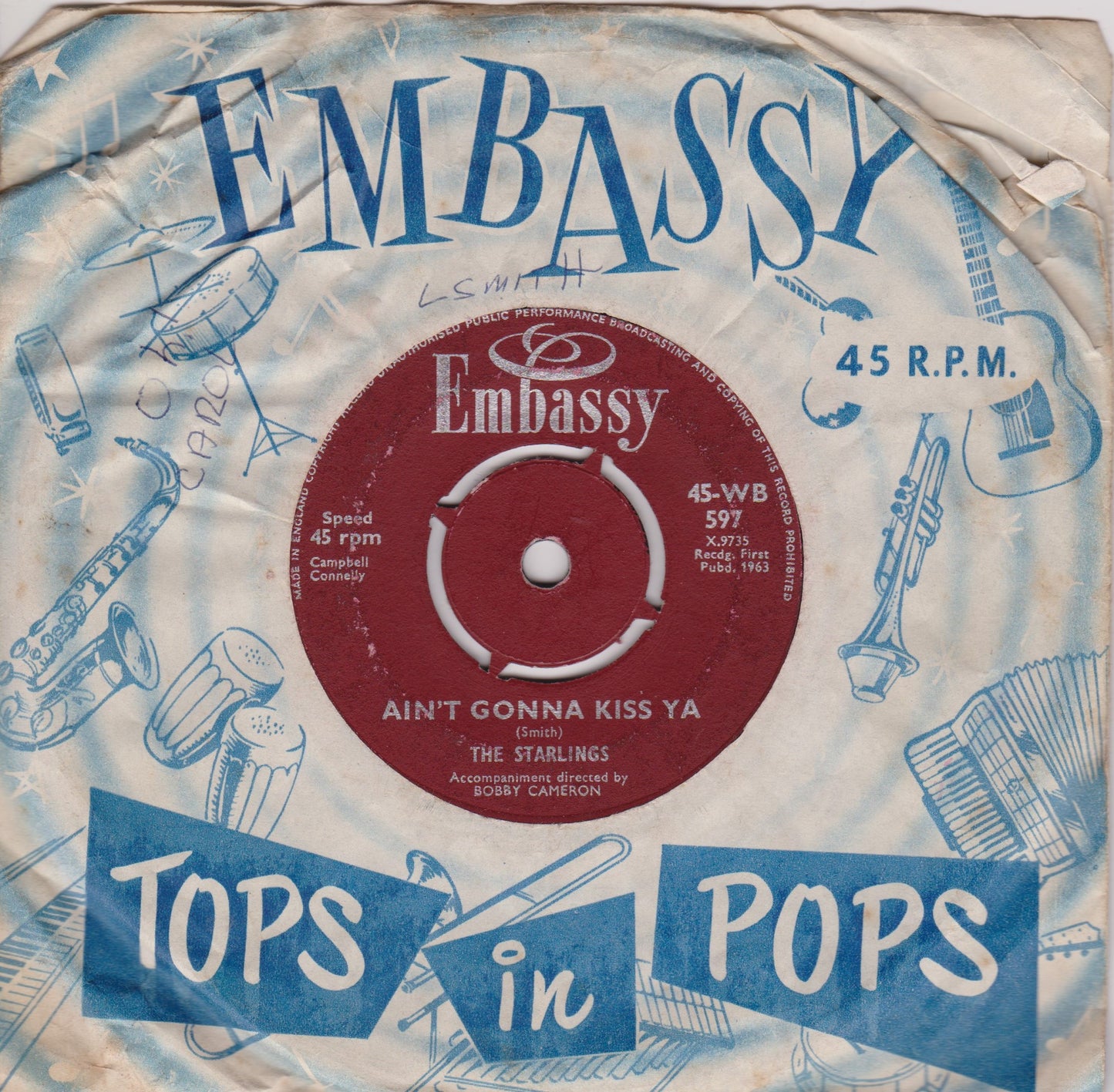 Ray Pilgrim / The Starlings – You'll Never Walk Alone / Ain't Gonna Kiss Ya 7" vinyl single G+/G+