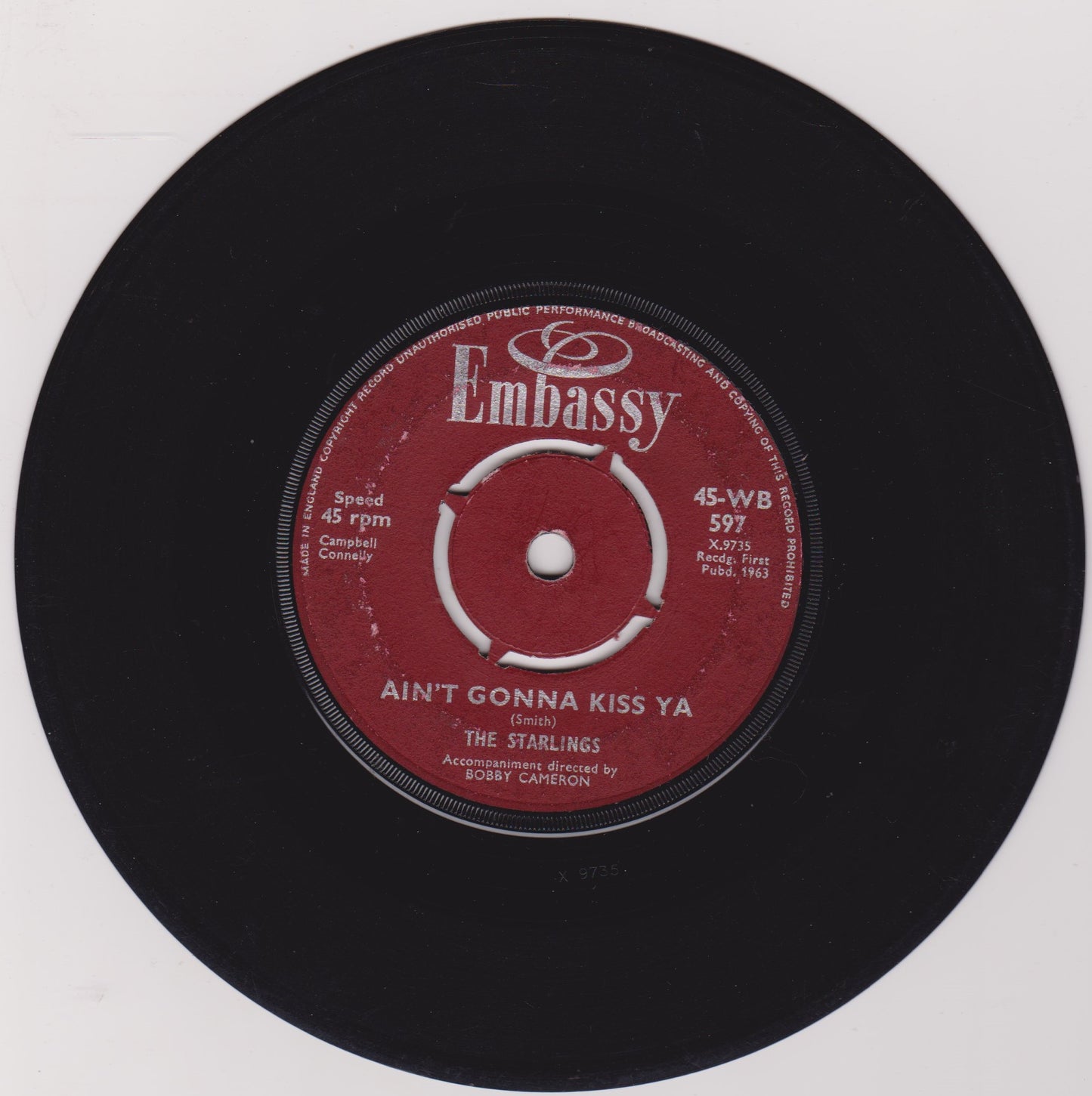 Ray Pilgrim / The Starlings – You'll Never Walk Alone / Ain't Gonna Kiss Ya 7" vinyl single G+/G+