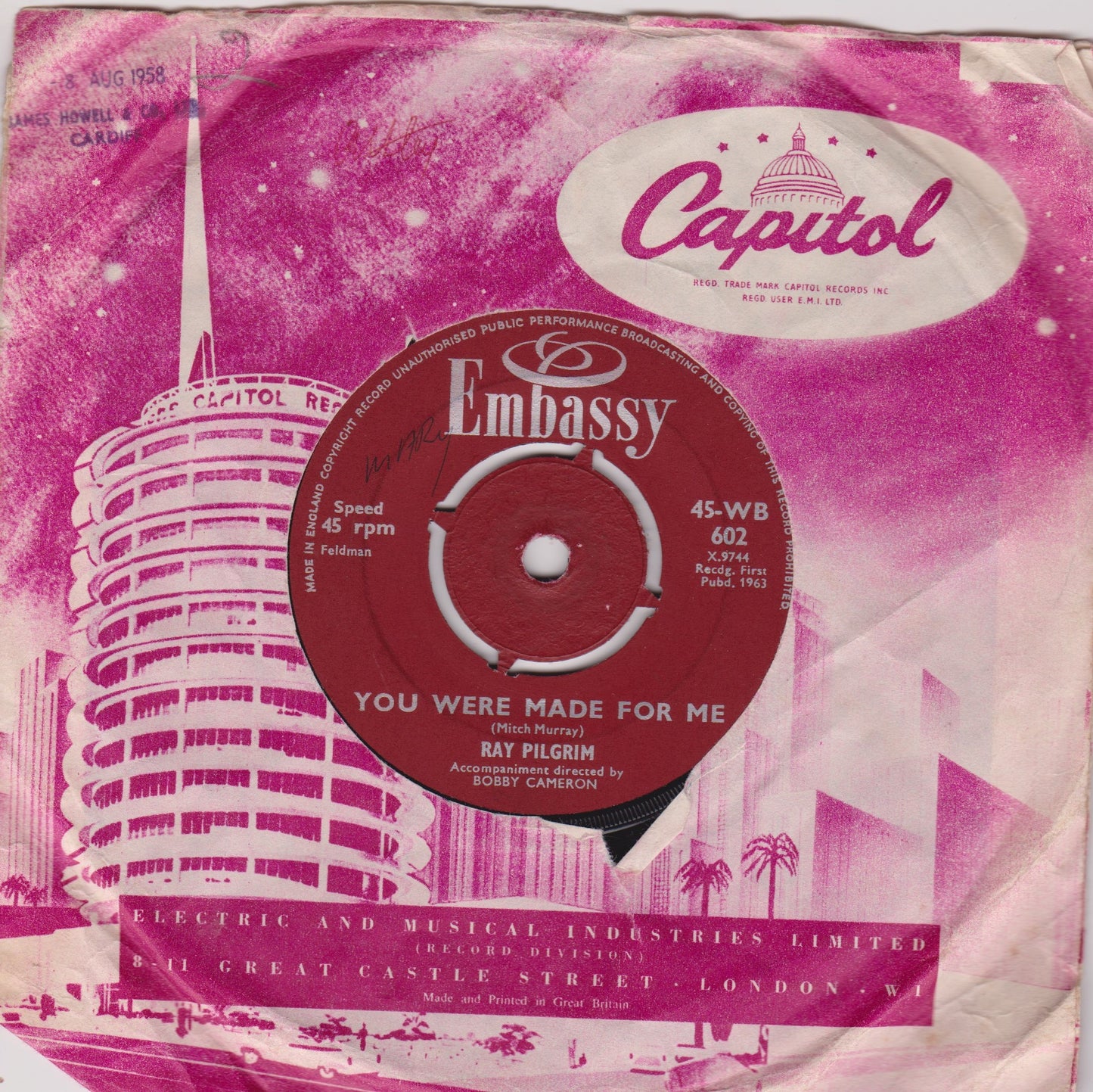 Ray Pilgrim - You Were Made For Me / Sue's Gotta Be Mine 7" vinyl single VG/-