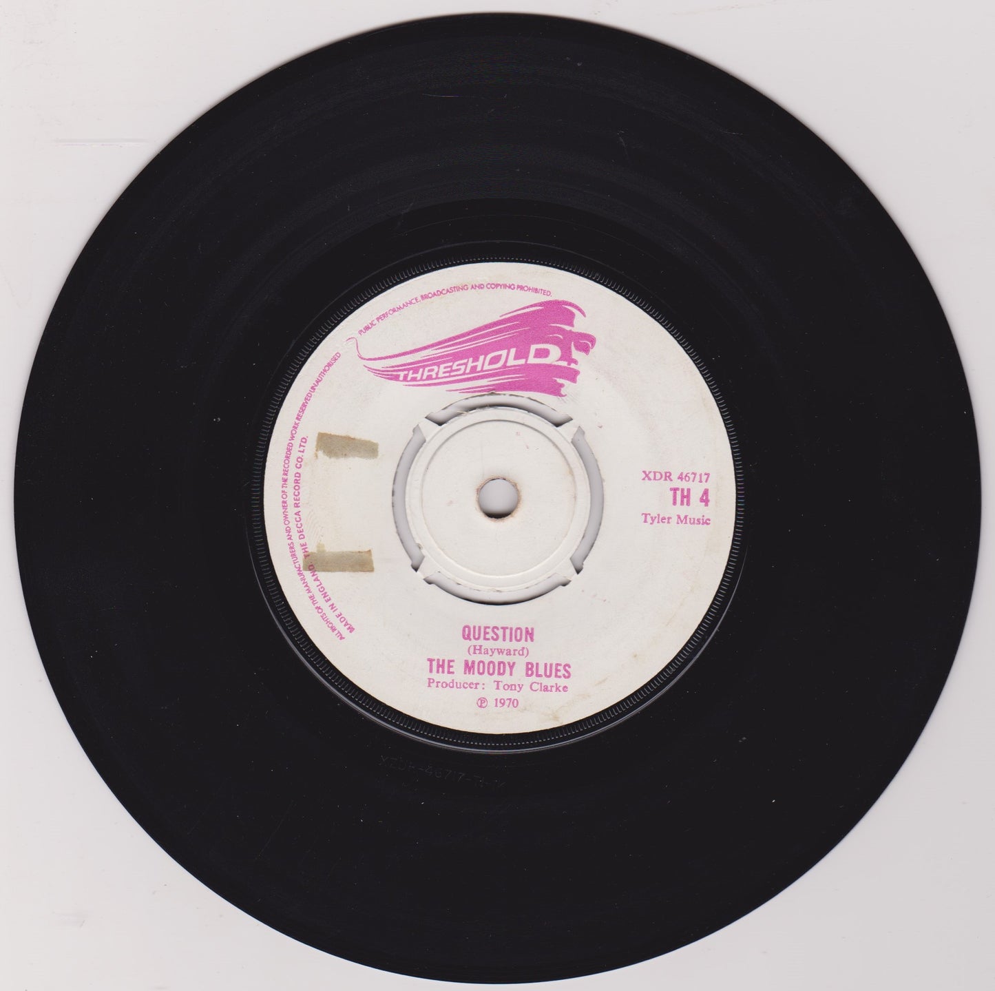 The Moody Blues – Question (Threshold 1970) 7" vinyl single VG/-