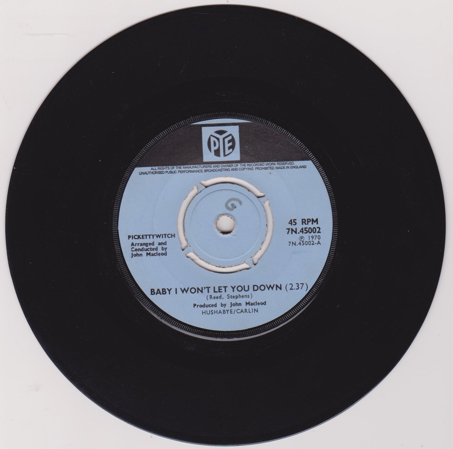 Pickettywitch – Baby I Won't Let You Down (Pye 1970) 7" vinyl single G/-