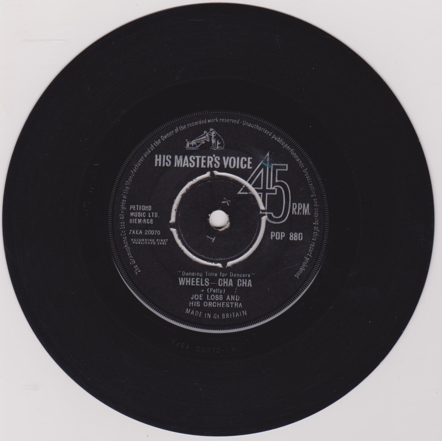 Joe Loss & His Orchestra – Wheels - Cha Cha (HMV) 7" vinyl single VG/-