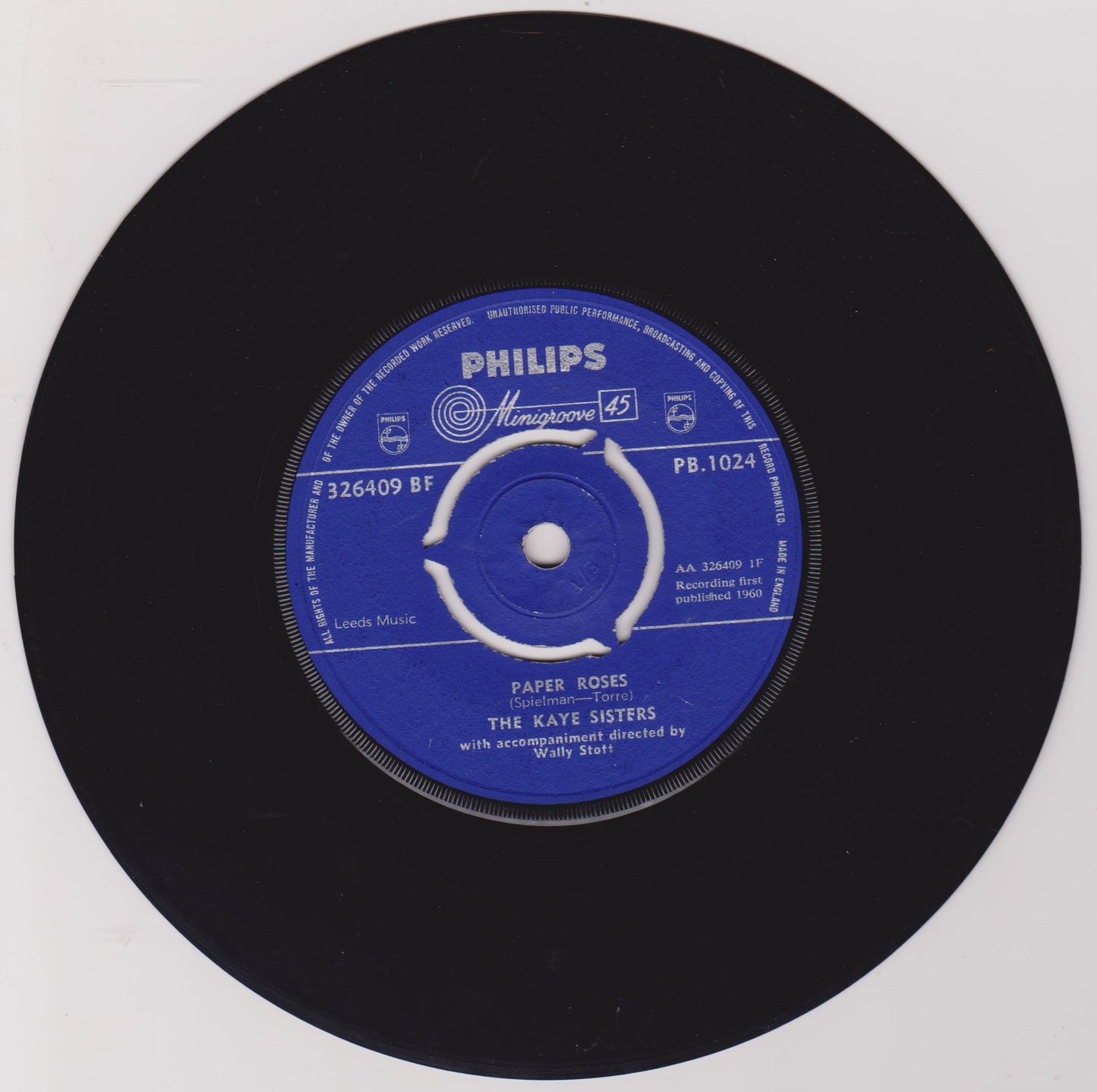 The Kaye Sisters – Paper Roses (Philips 1960) 7" vinyl single VG/-