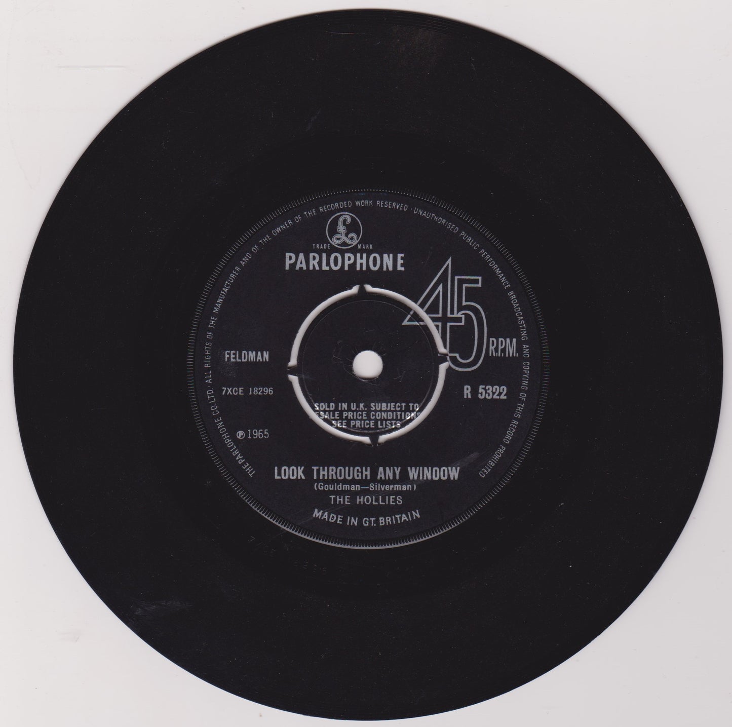The Hollies – Look Through Any Window (Parlophone 1965) 7" vinyl single VG/-
