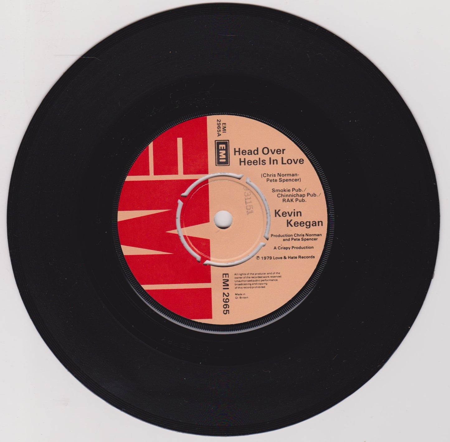 Kevin Keegan – Head Over Heels In Love (EMI 1979) 7" vinyl P/S single VG/VG