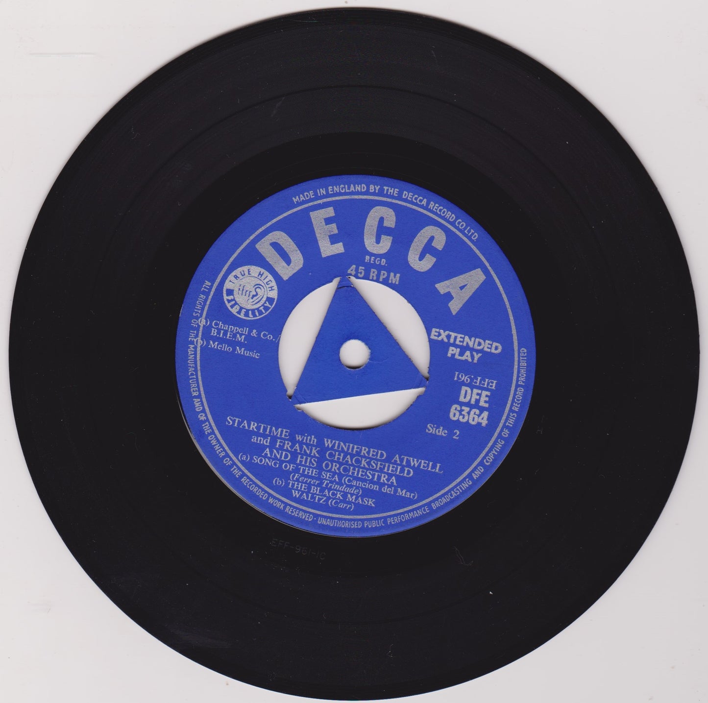 Winifred Atwell and Frank Chacksfield And His Orchestra – Startime 7" vinyl P/S EP VG/VG