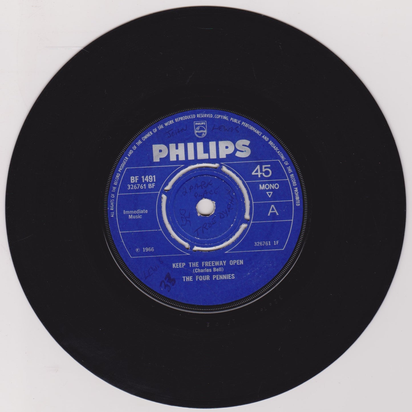 The Four Pennies – Keep The Freeway Open (Philips 1966) 7" vinyl single G/G
