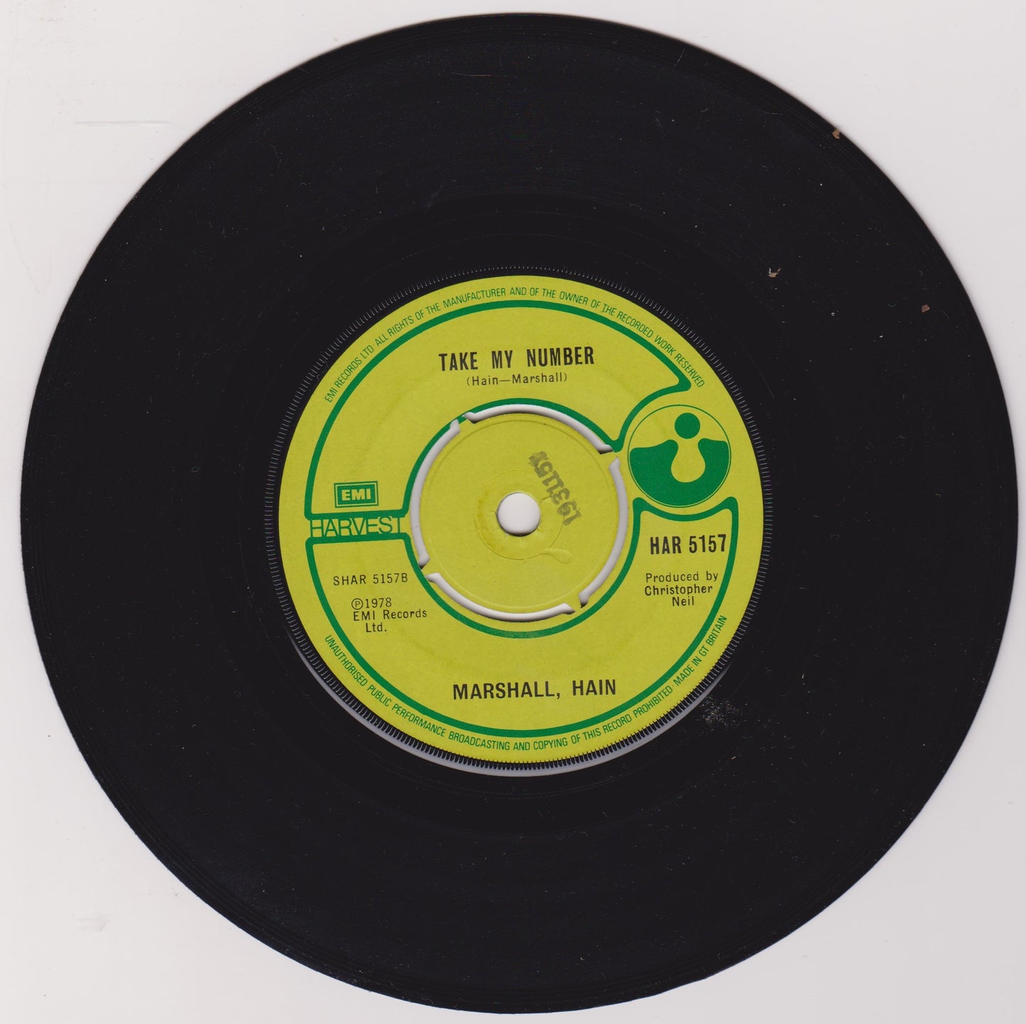 Marshall, Hain – Dancing In The City (Harvest 1978) 7" vinyl single VG/VG