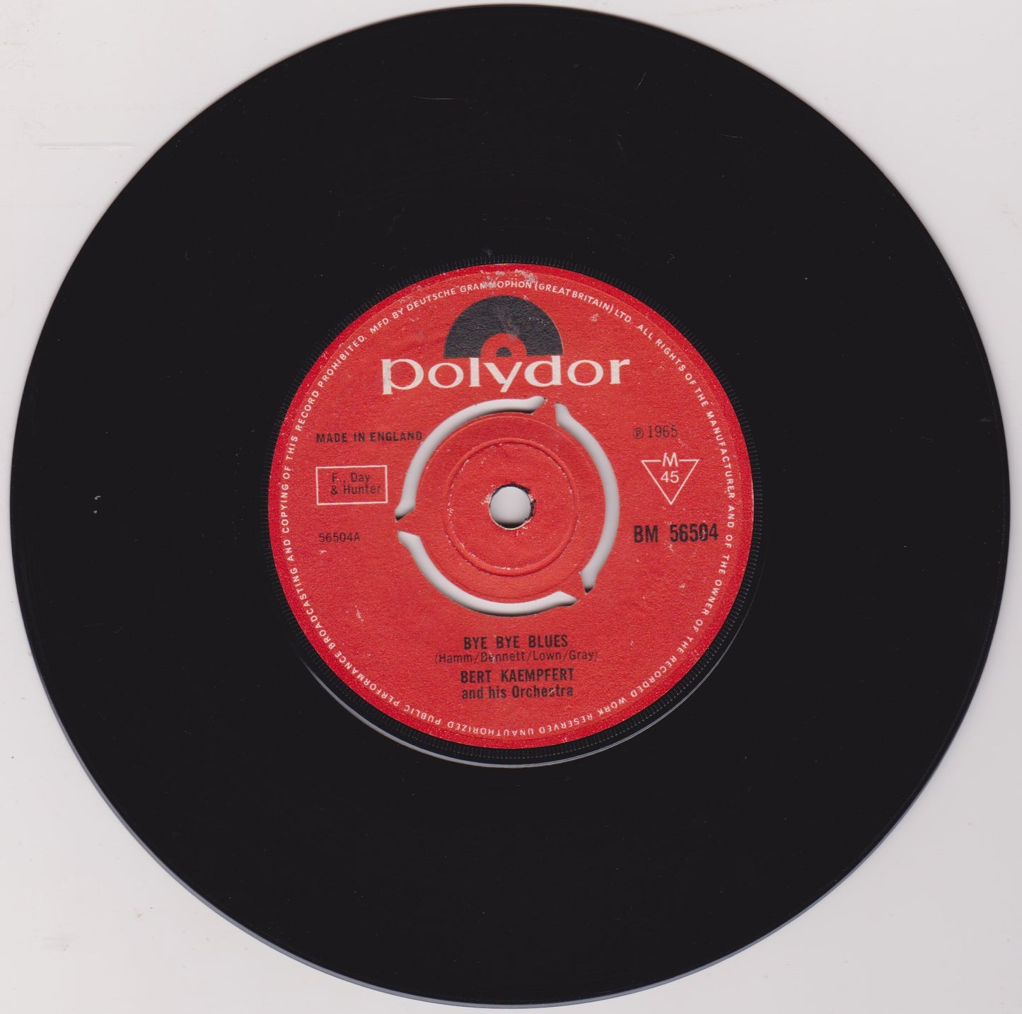 Bert Kaempfert & His Orchestra – Bye Bye Blues (Polydor 1965) 7" vinyl single VG/-