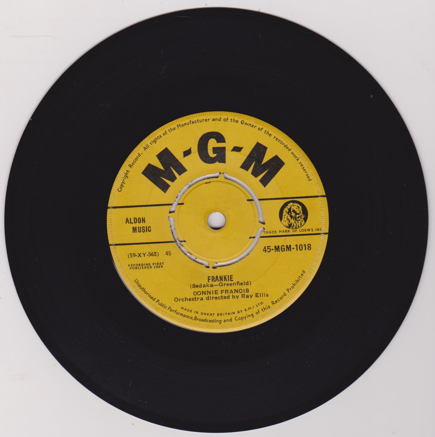 Connie Francis – Lipstick On Your Collar (MGM 1959) 7" vinyl single VG/-