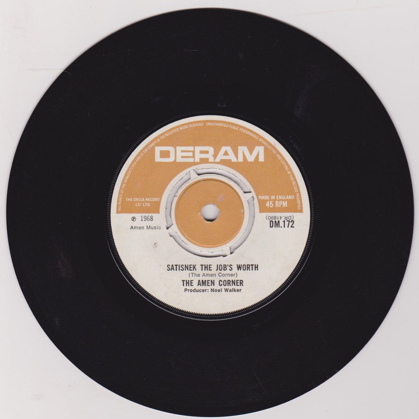 The Amen Corner – Bend Me Shape Me (Deram 1968) 7" vinyl single VG/-
