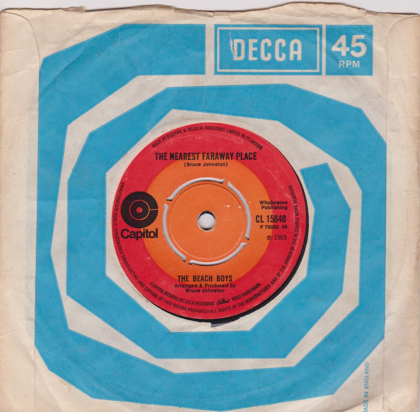 The Beach Boys - Cottonfields (Capitol 1970) 7" single VG/-