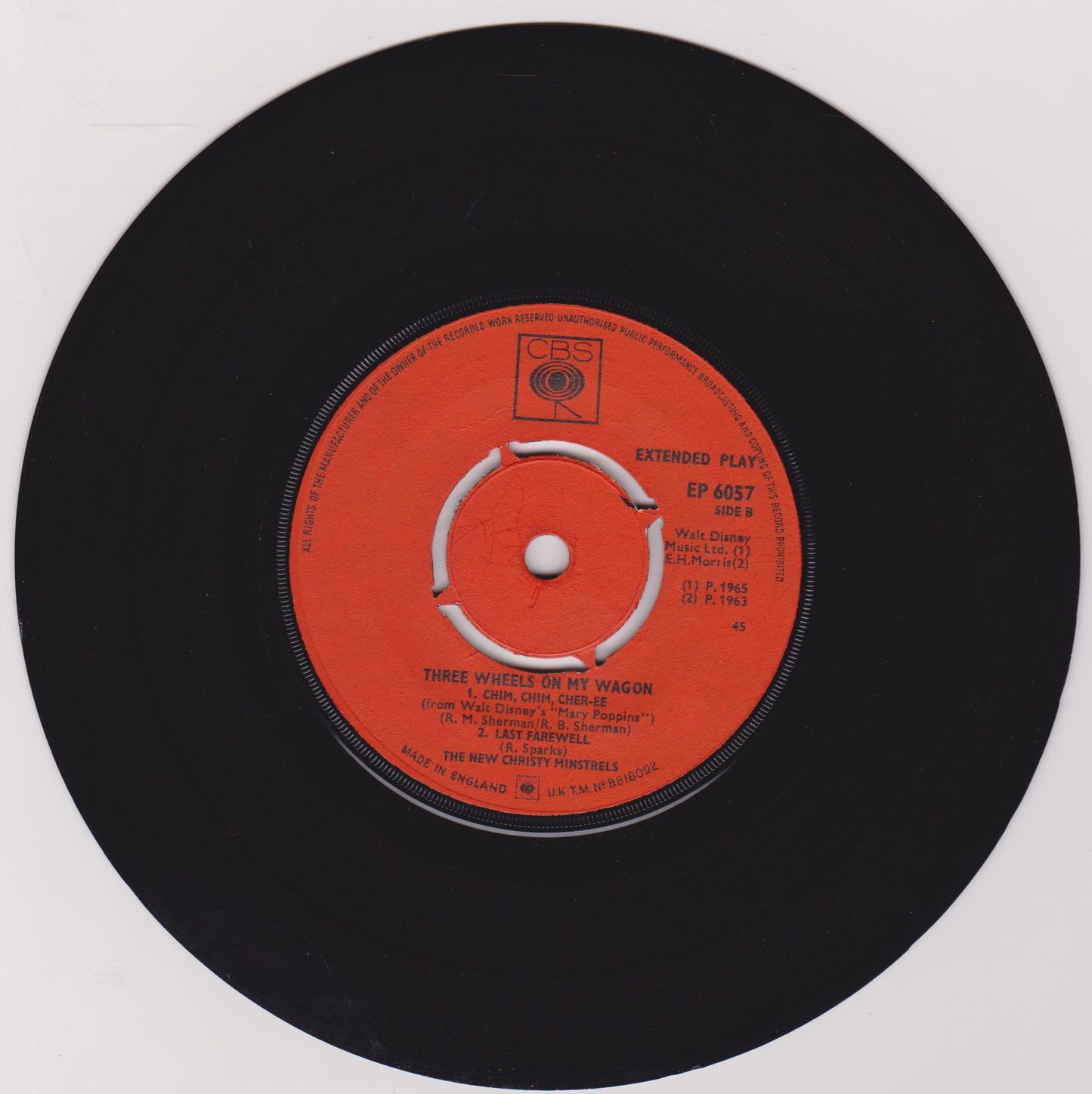 The New Christy Minstrels – Three Wheels On My Wagon (CBS 1965) 7" vinyl P/S EP G+/G+