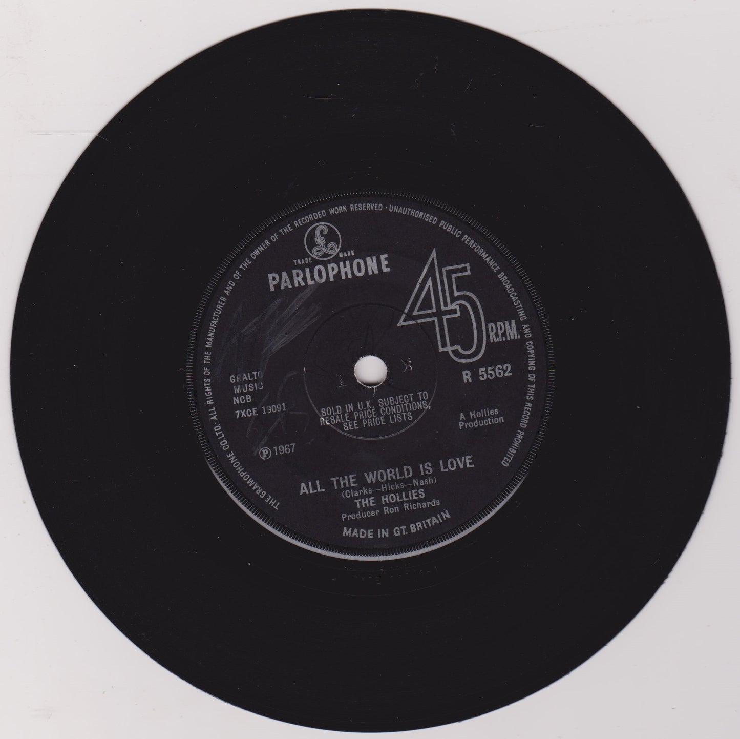 The Hollies – On A Carousel (Parlophone 1967) 7" vinyl single VG/-