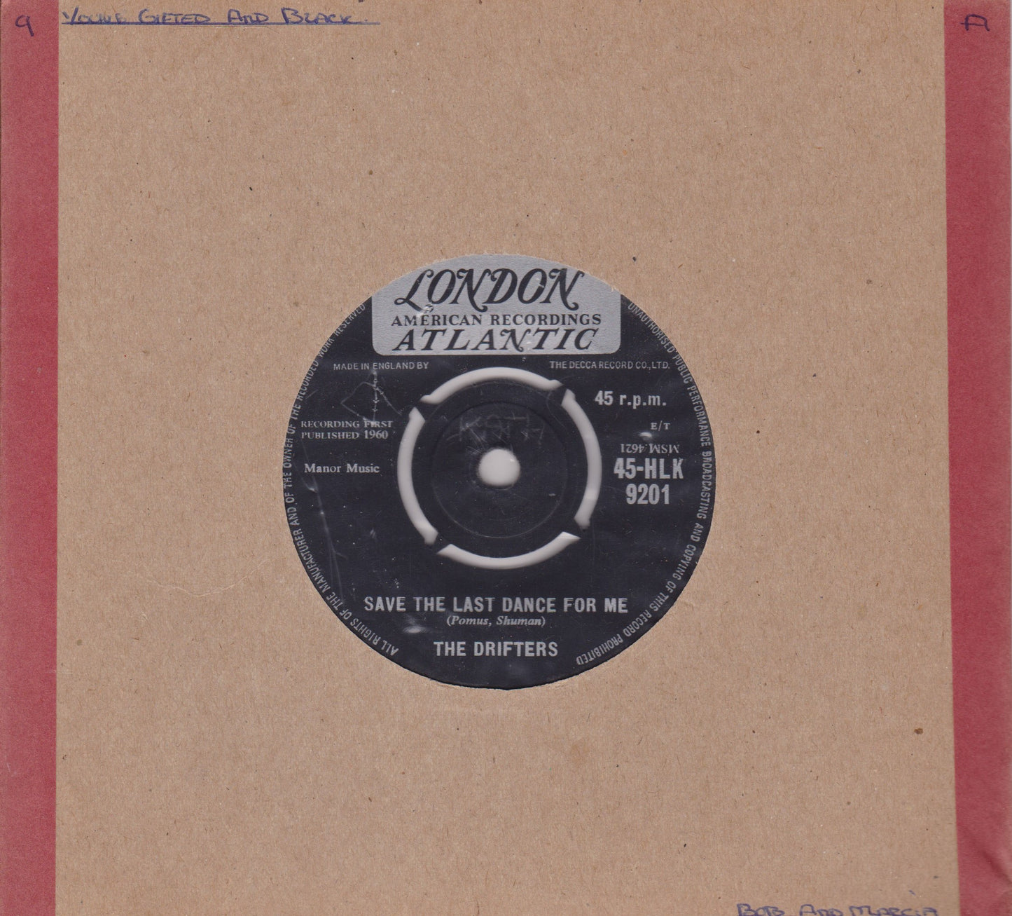 The Drifters - Save The Last Dance For Me (London 1960) 7" vinyl single VG/-
