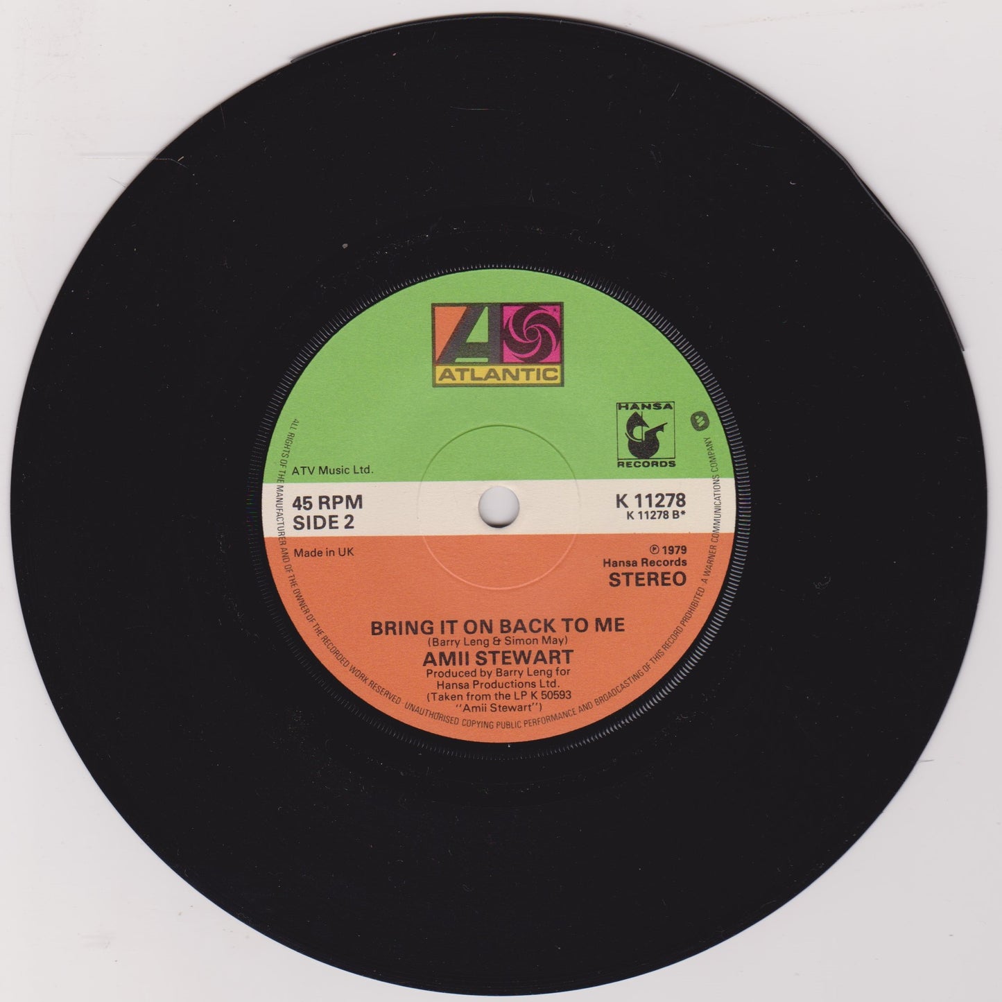 Amii Stewart – Light My Fire/137 Disco Heaven (Atlantic 1979) 7" vinyl single VG/-