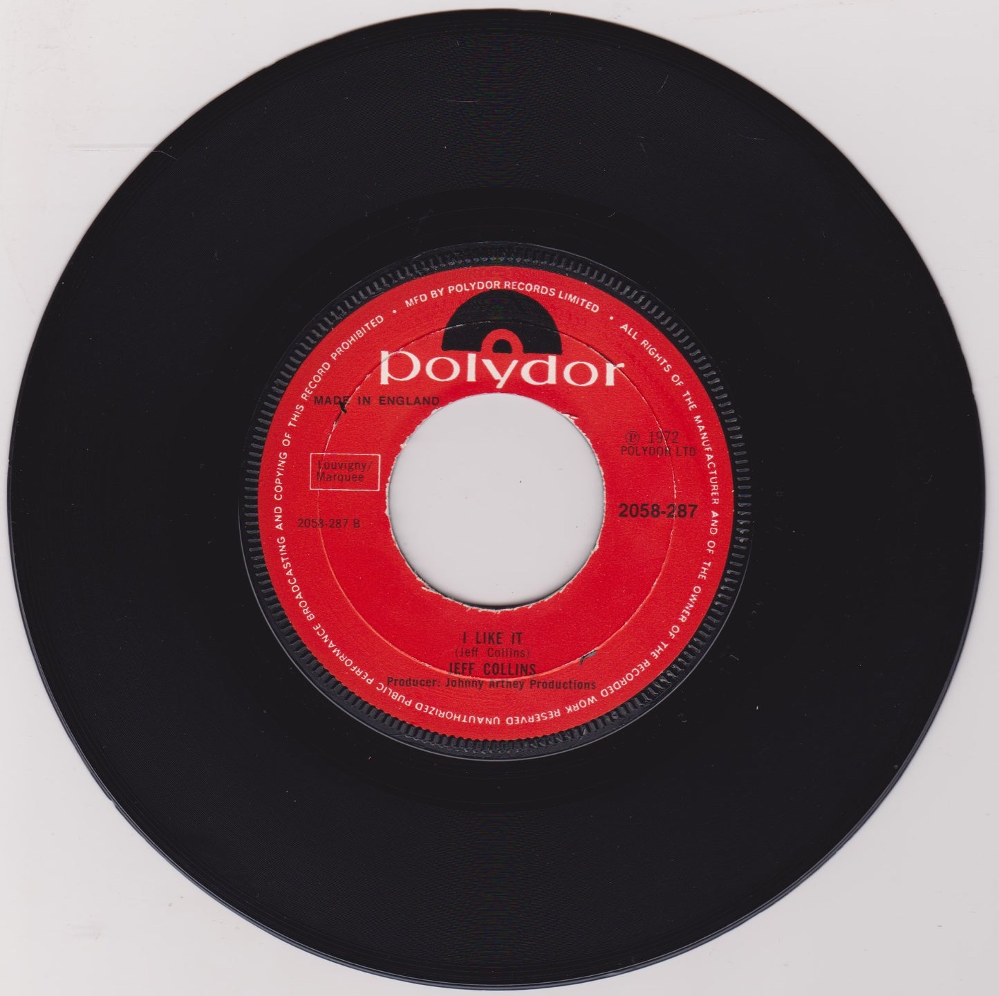 Jeff Collins – Only You (Polydor 1972) 7" vinyl single VG/VG jukebox