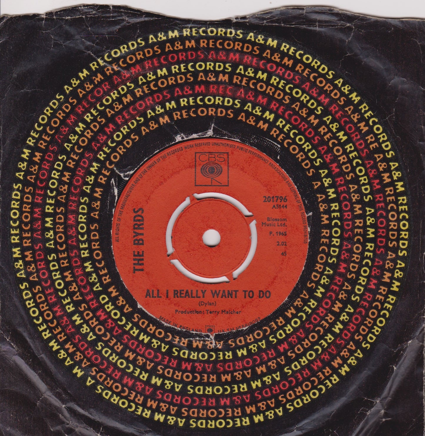 The Byrds – All I Really Want To Do (CBS 1965) 7" vinyl single VG/-