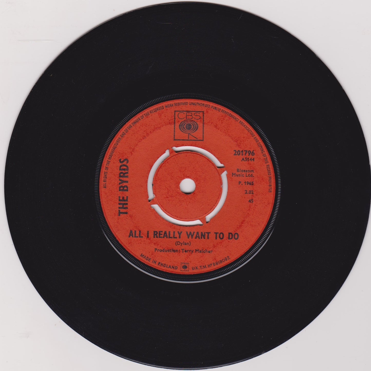 The Byrds – All I Really Want To Do (CBS 1965) 7" vinyl single VG/-