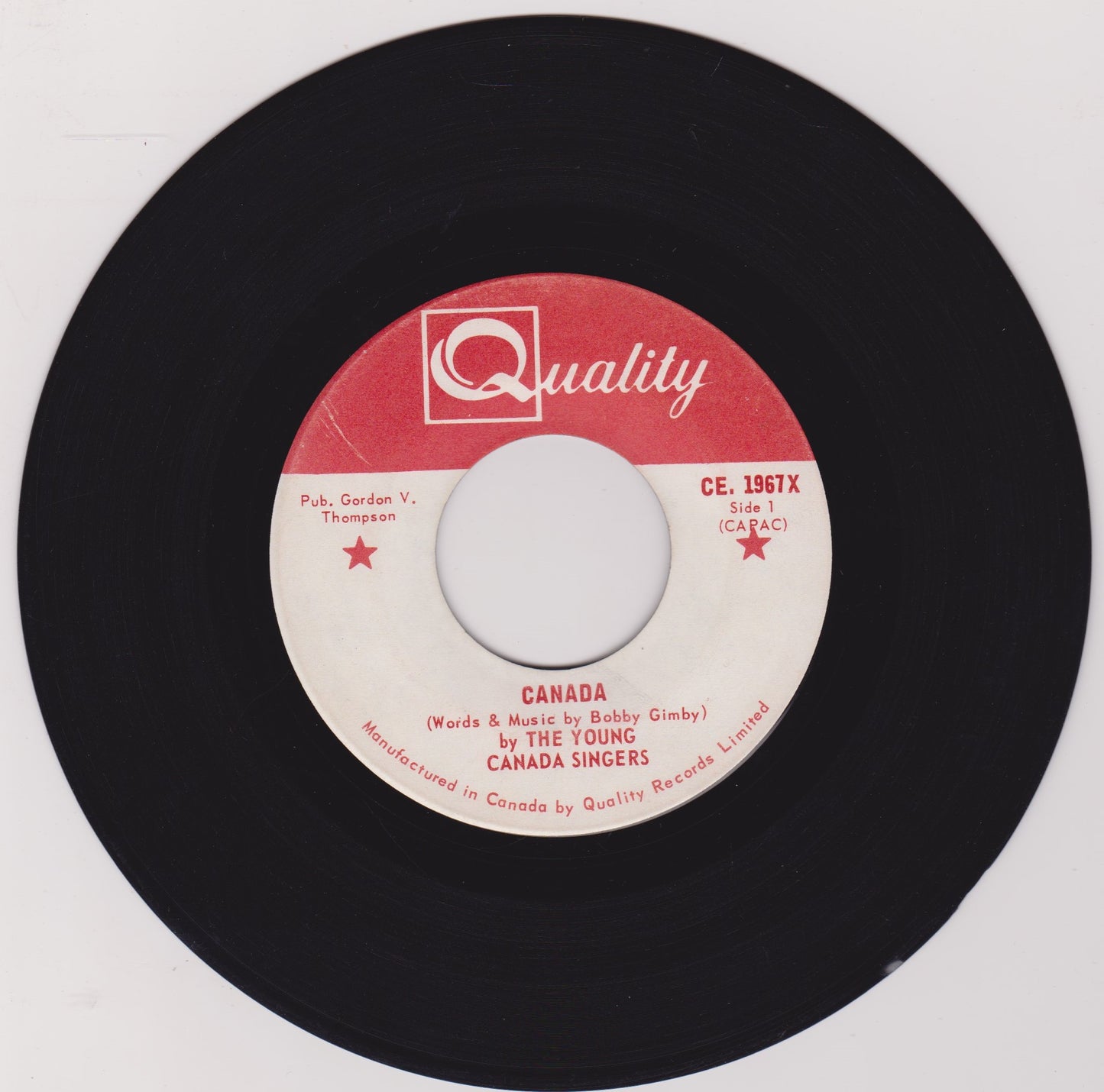 The Young Canada Singers – Canada (Quality 1967) 7" vinyl single VG/- Canada jukebox