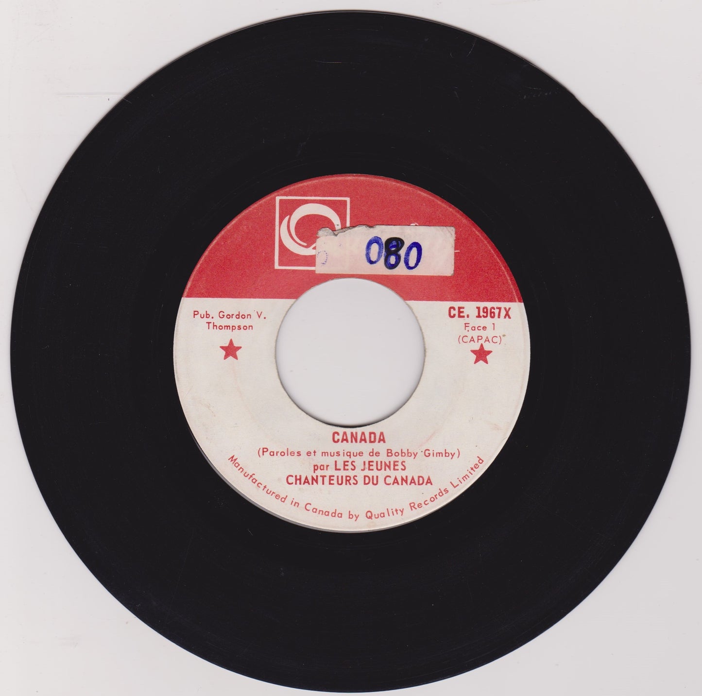 The Young Canada Singers – Canada (Quality 1967) 7" vinyl single VG/- Canada jukebox