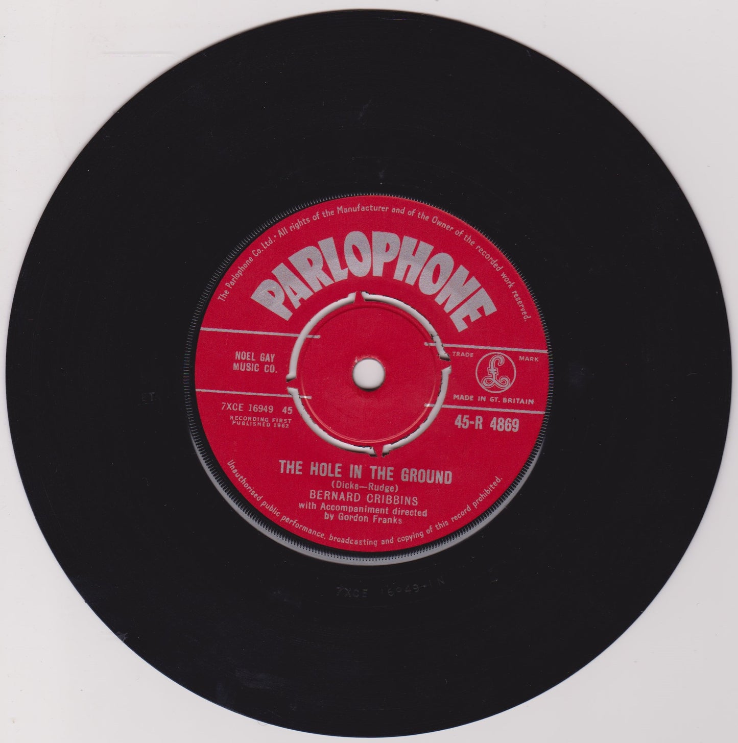 Bernard Cribbins – The Hole In The Ground (Parlophone 1962) 7" vinyl single G+/-