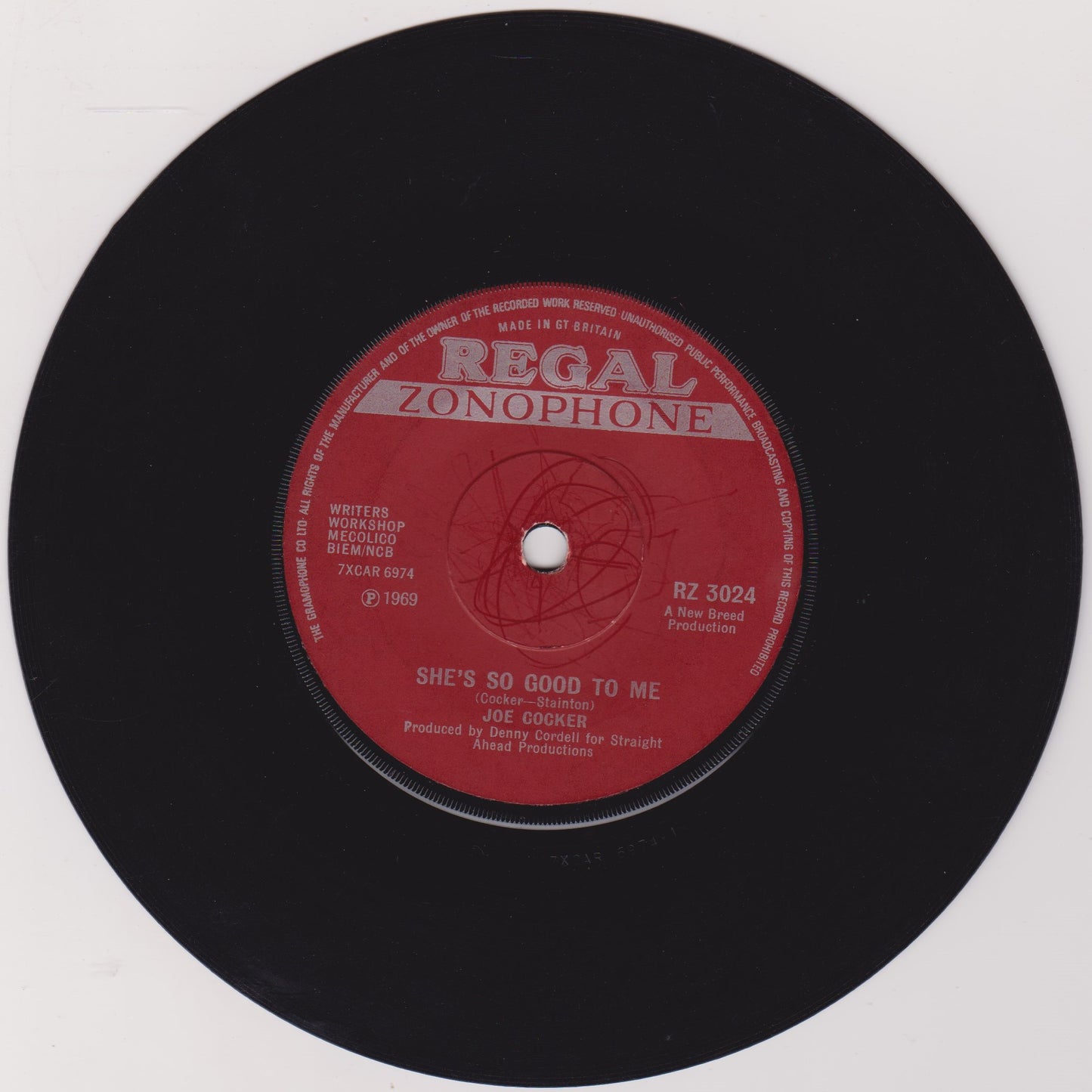 Joe Cocker – Delta Lady (Regal Zonophone 1969) 7" vinyl single VG/-