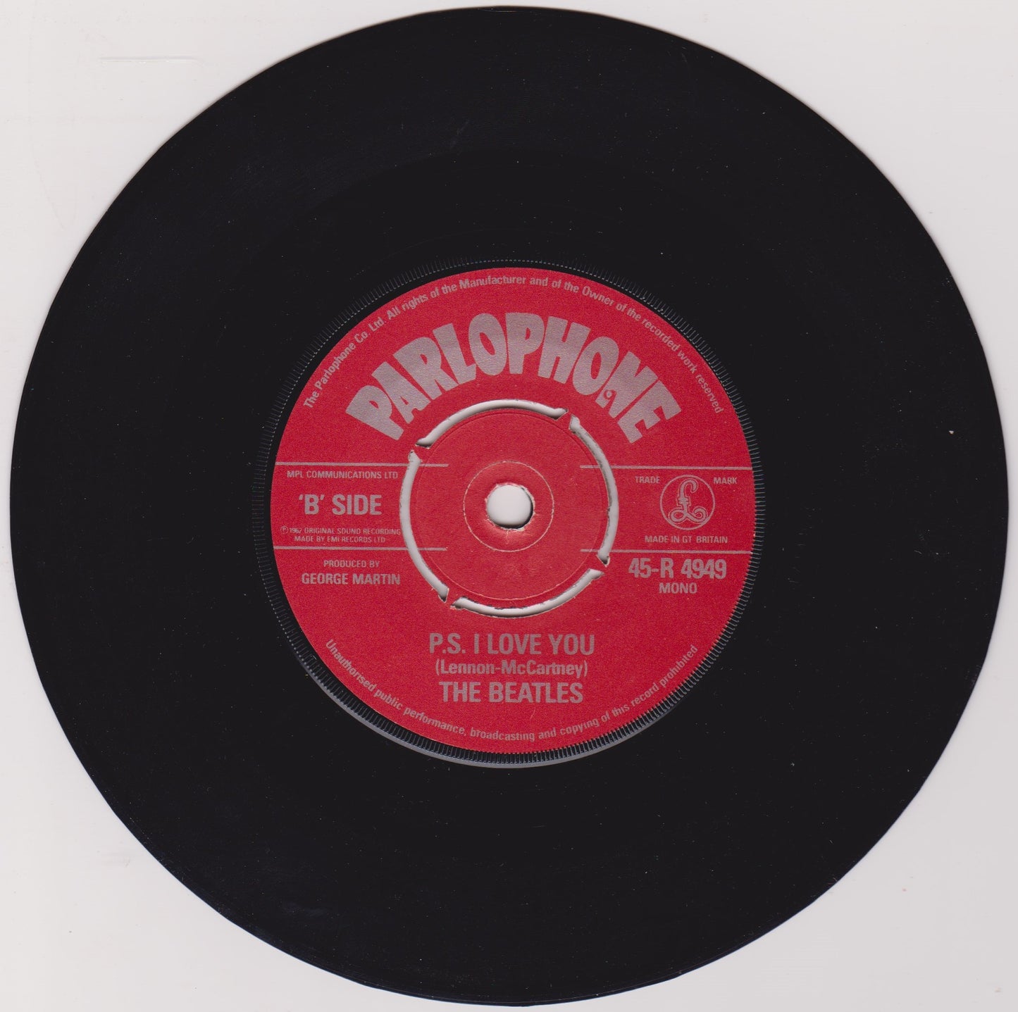 The Beatles – Love Me Do (Parlophone 1982) 7" vinyl single VG/P RE