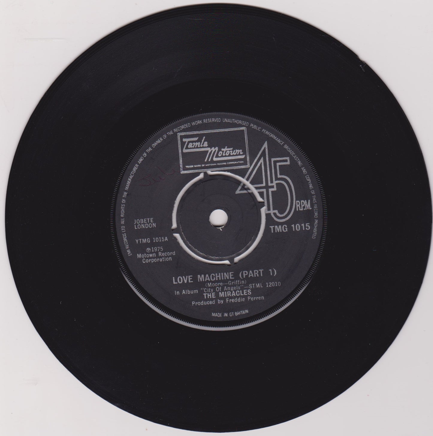 The Miracles – Love Machine (Part 1) (Tamla 1975) 7" vinyl single VG/-