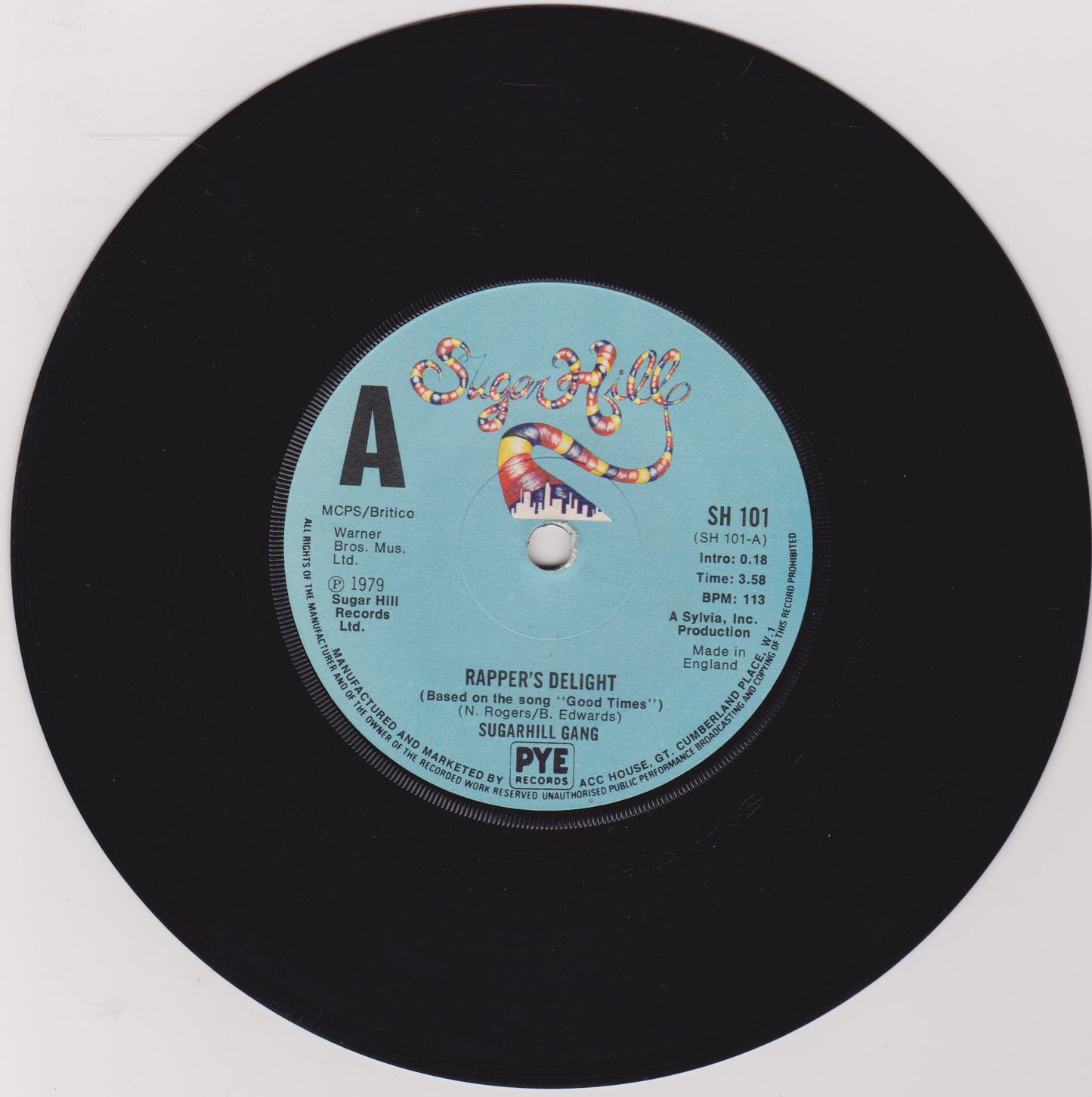 Sugarhill Gang – Rapper's Delight (Sugar Hill 1979) 7" vinyl single VG/-