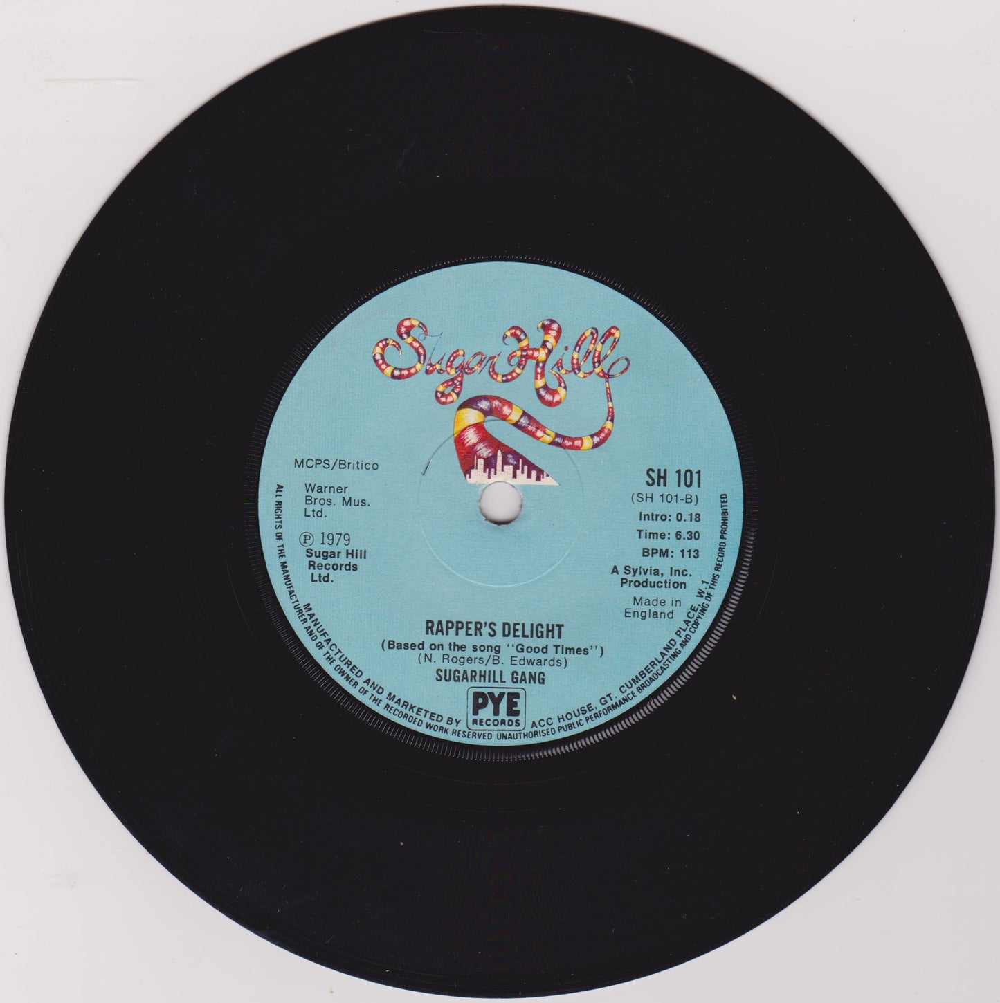 Sugarhill Gang – Rapper's Delight (Sugar Hill 1979) 7" vinyl single VG/-