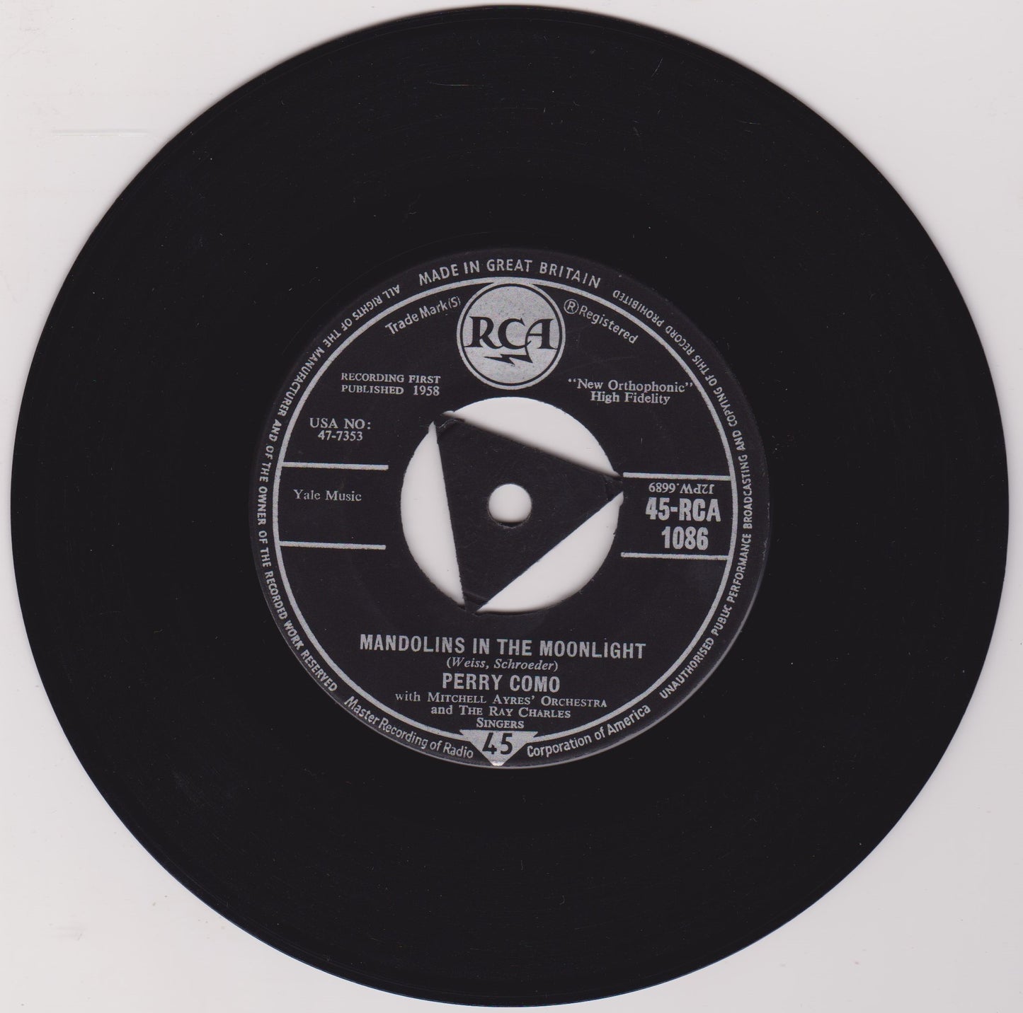 Perry Como – Love Makes The World Go 'Round (Yeah Yeah) (RCA 1958) 7" vinyl single VG/-