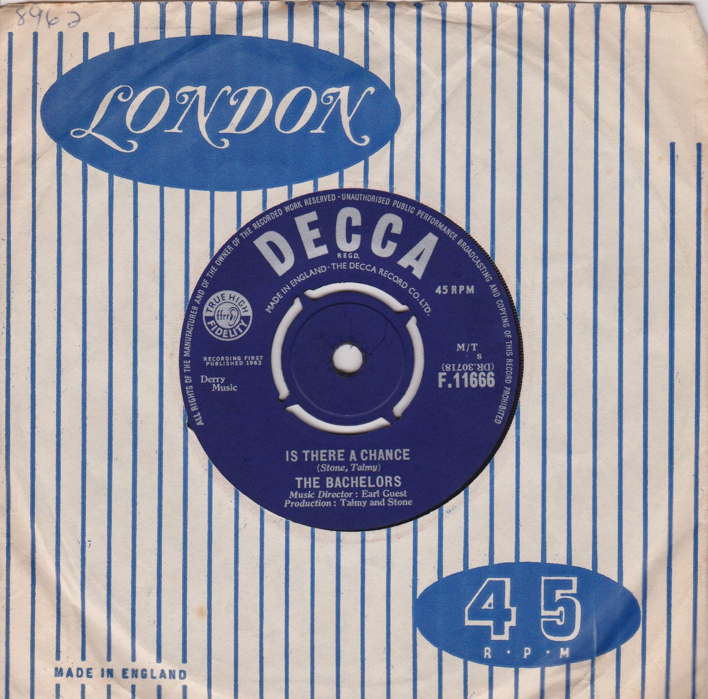 The Bachelors – Faraway Places (Decca, 1963) 7" vinyl single VG/-