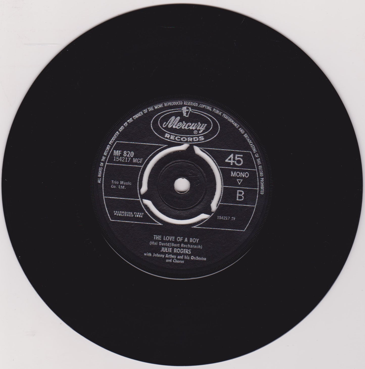 Julie Rogers – The Wedding (La Novia) (Mercury 1964) 7" vinyl single VG/-