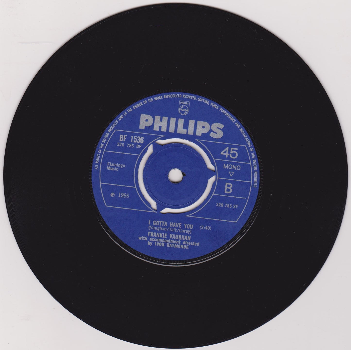 Frankie Vaughan – Cabaret (Philips 1966) 7" vinyl single VG/-