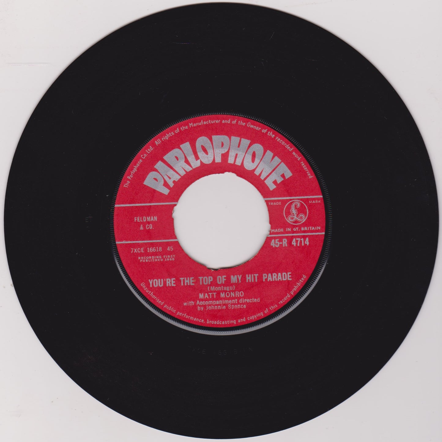 Matt Monro – Portrait Of My Love (Parlophone 1960) 7" vinyl single VG/- jukebox