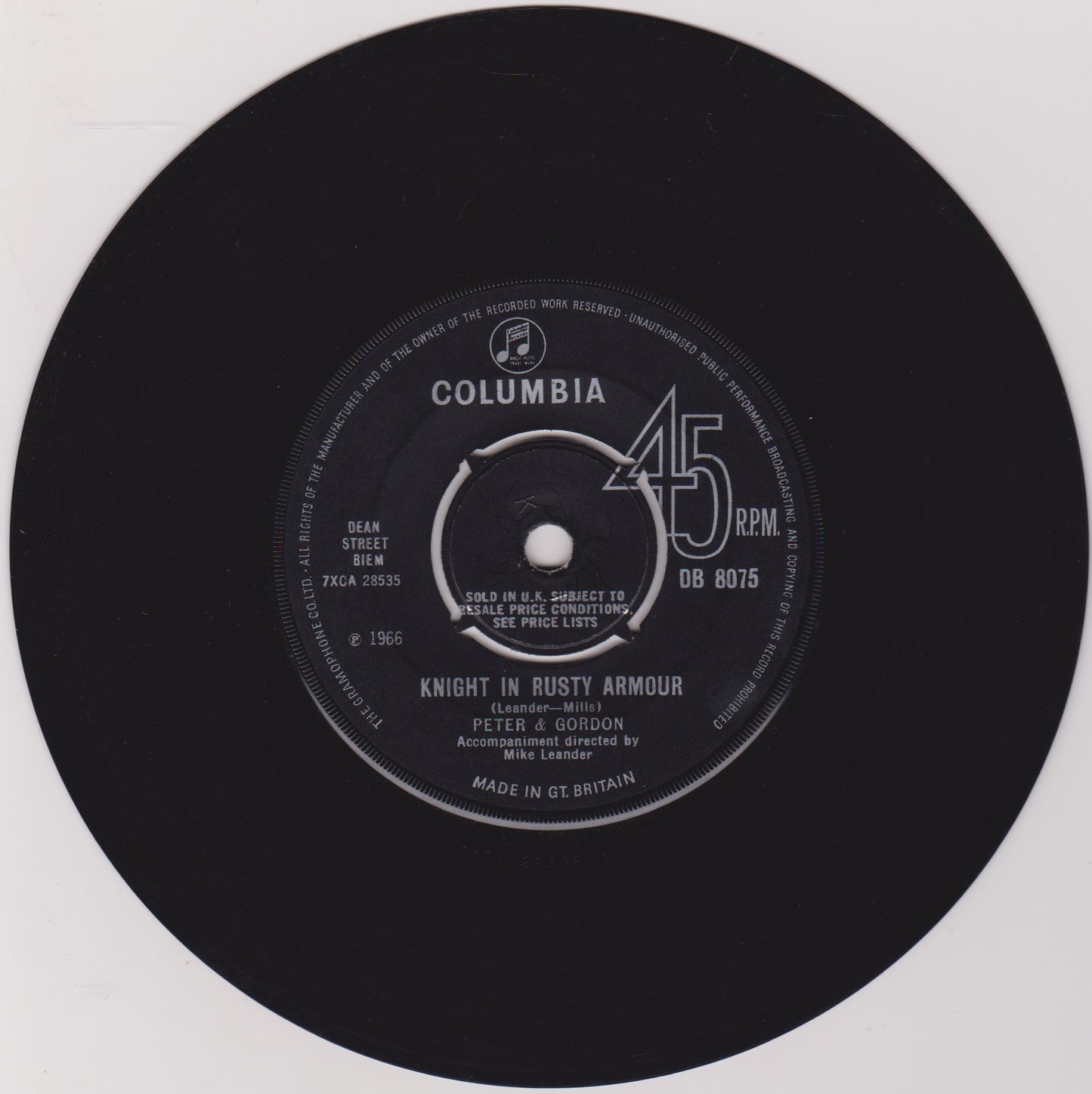 Peter & Gordon – Knight In Rusty Armour (Columbia 1966) 7" vinyl single VG/VG