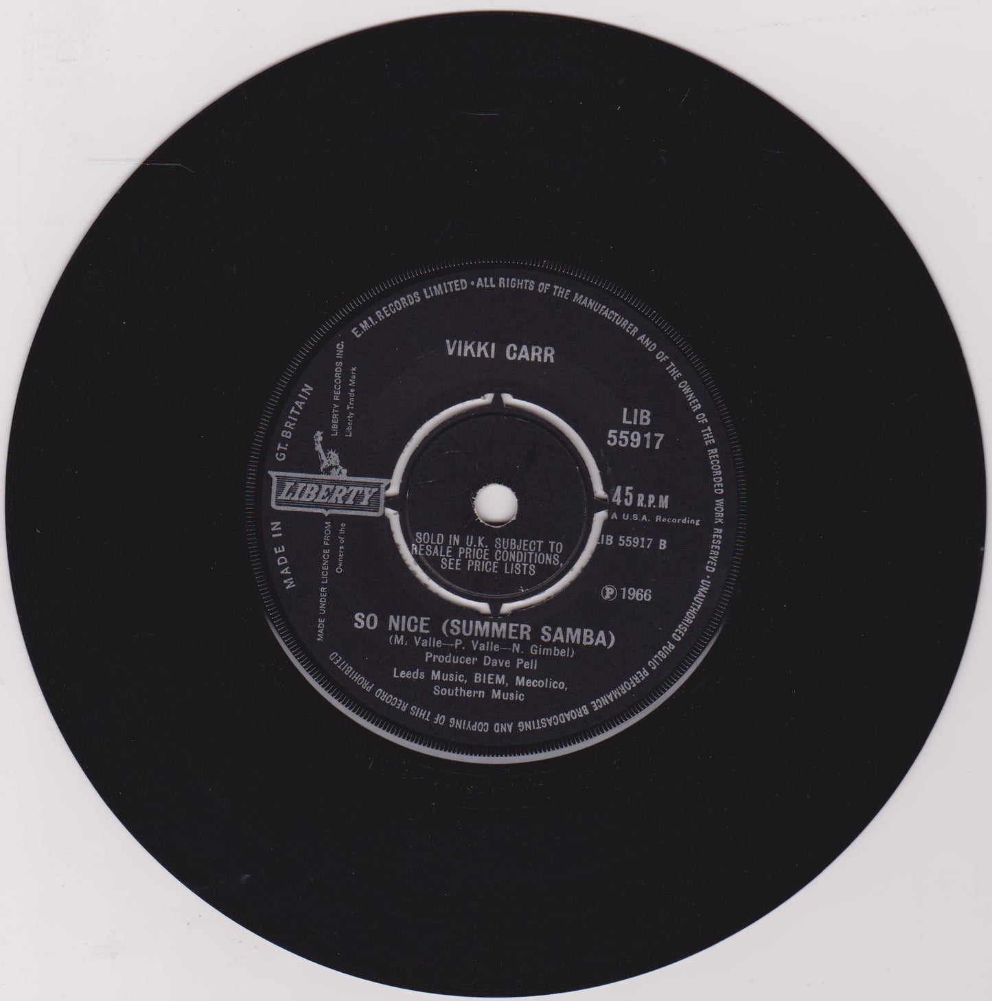 Vikki Carr – It Must Be Him (Seul Sur Son E Toile) (Liberty 1967) 7" vinyl single VG/-