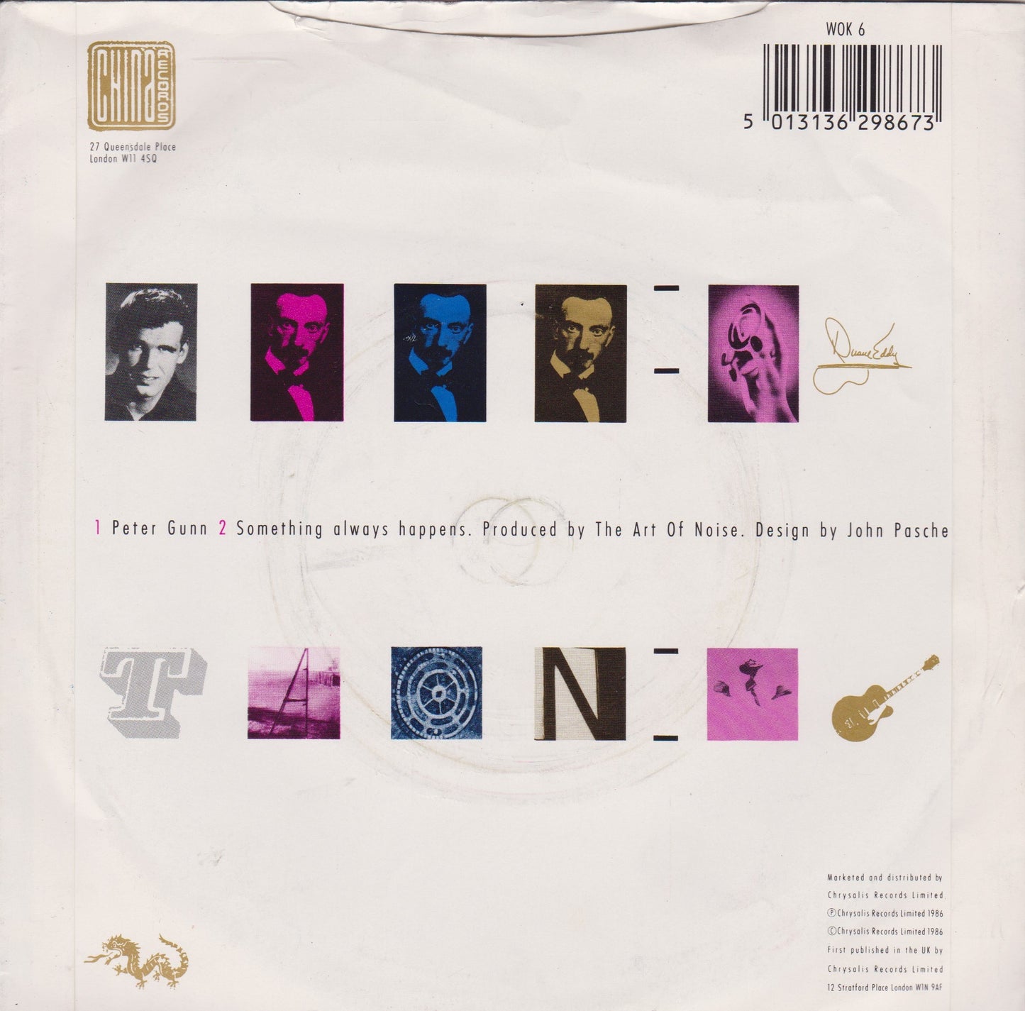The Art Of Noise Featuring Duane Eddy – Peter Gunn (China 1986) 7" vinyl P/S single VG/VG