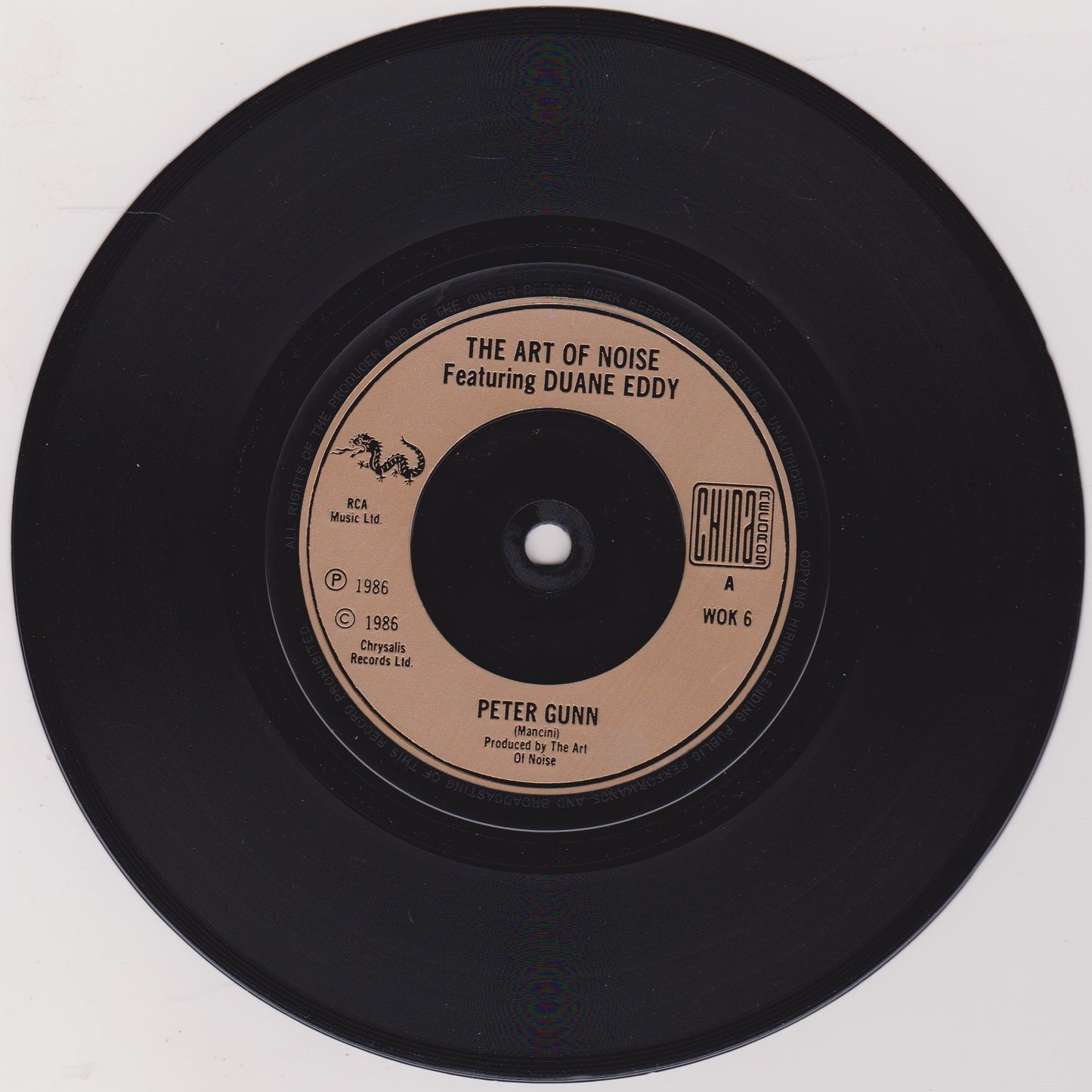 The Art Of Noise Featuring Duane Eddy – Peter Gunn (China 1986) 7" vinyl P/S single VG/VG