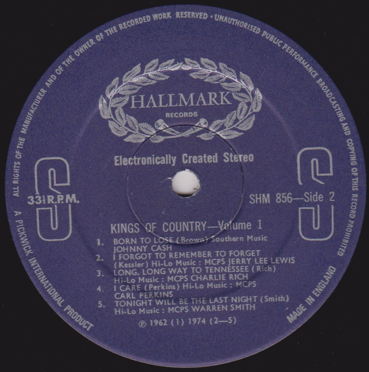 Various – Kings Of Country, Vol. 1 (Hallmark 1974) 12" vinyl LP VG/VG compilation