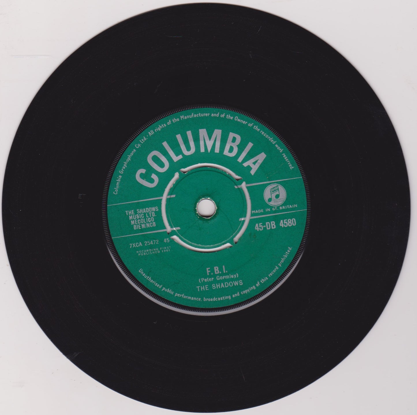 The Shadows - F. B. I. (Columbia 1961) 7" vinyl single VG/-