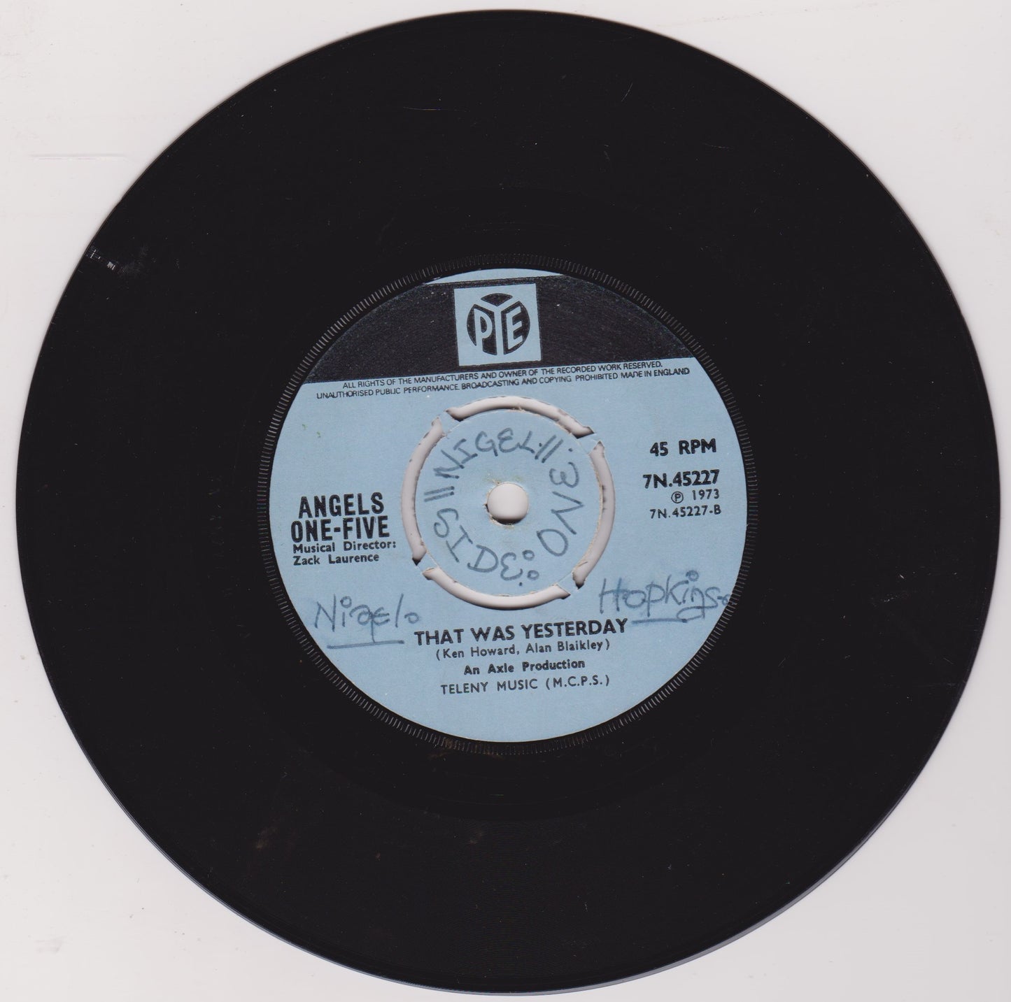 Angels One-Five – Toody (Pye 1973) 7" vinyl single G+/-